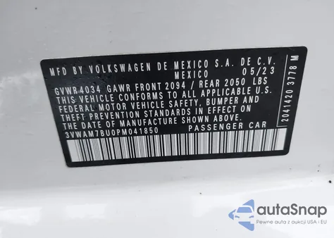 2023 Volkswagen Jetta 1.5T Sport из США, поврежденный, VIN 3VWAM7BU0PM041850